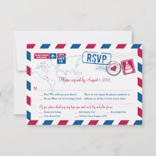 JAMAICA Air Mail Wedding RSVP Karte