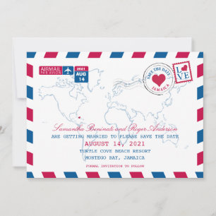 Jamaica AirMail Wedding Save the Date Einladung