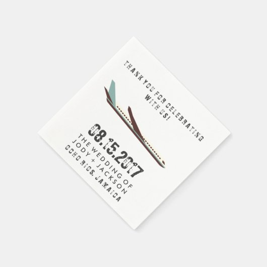 Jamaica Airplane Hochzeit in Urlaubsort Napkins Serviette (Ecke)