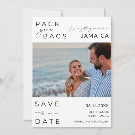 Jamaica Beach Destination Foto Wedding Save The Date (Vorderseite)