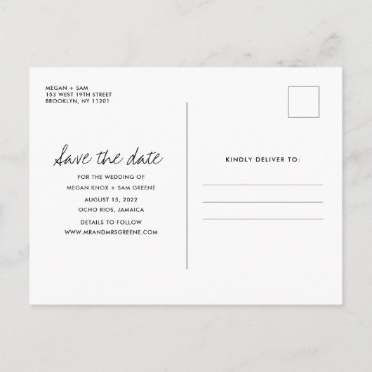 Jamaica Beach Wedding Save the Date Ankündigungspostkarte (Rückseite)