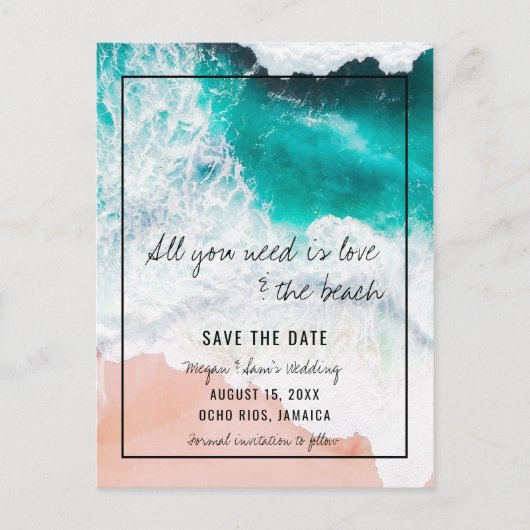 Jamaica Beach Wedding Save the Date Ankündigungspostkarte (Vorderseite)