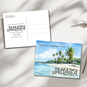 Jamaica Beach Wedding Save the Date Ankündigungspostkarte