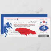 Jamaica Blue/Red Palm Tree Starfish Boarding Pass Einladung (Vorne/Hinten)