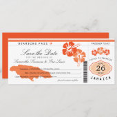 Jamaica Boarding Pass Wedding Save the Date (Vorne/Hinten)