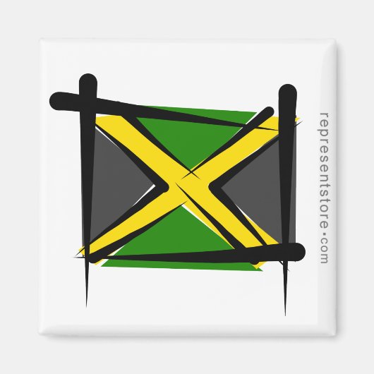 Jamaica-Brush-Flagge Magnet (Vorne)