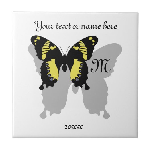 Jamaica Butterfly Shadow Monogram Fliese (Vorderseite)