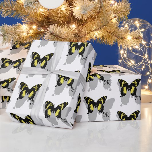 Jamaica Butterfly Shadow Monogram Geschenkpapier (Feiertage)