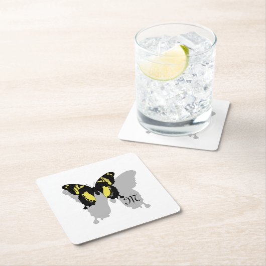 Jamaica Butterfly Shadow Monogram Rechteckiger Pappuntersetzer (Vor Ort)