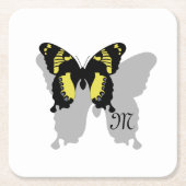 Jamaica Butterfly Shadow Monogram Rechteckiger Pappuntersetzer (Vorderseite)