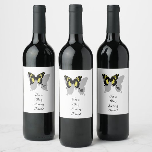 Jamaica Butterfly Shadow Monogram Weinetikett (Flaschen)
