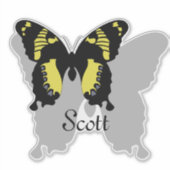 Jamaica Butterfly Shadow Name Tag Aufkleber (Vorderseite)