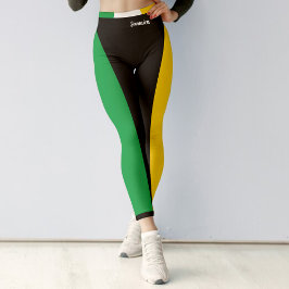 Jamaica Colors Green Black & Gold Jamaica Sports Leggings