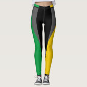 Jamaica Colors Green Black & Gold Jamaica Sports Leggings (Vorderseite)