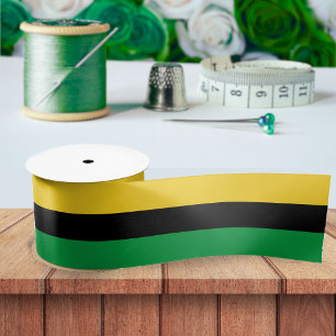 Jamaica Colors Green Gold Black Name Jamaika Satinband