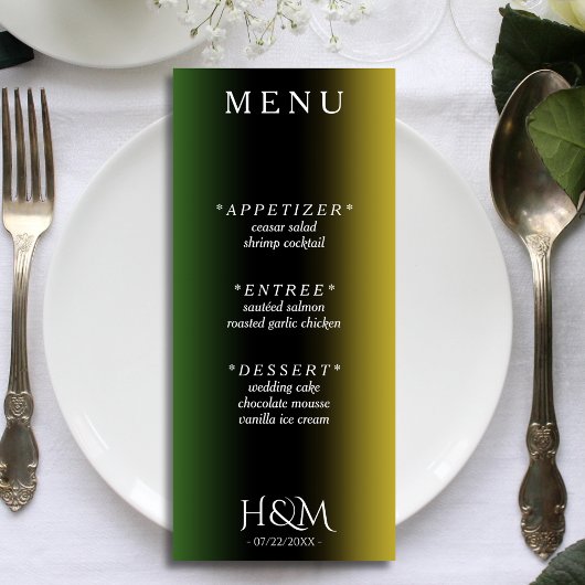 Jamaica Colors Ombre Jamaican Wedding Reception Menükarte