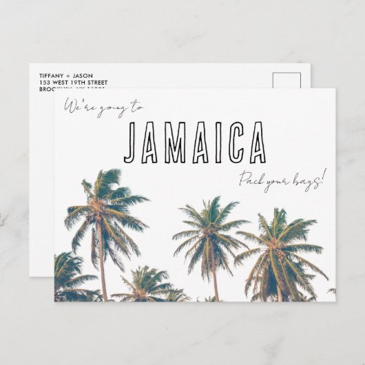 Jamaica Destination Beach Wedding Save the Date Postkarte (Vorne/Hinten)