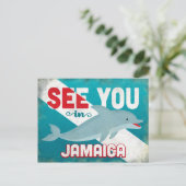 Jamaica Dolphin - Retro Vintage Travel Postkarte (Stehend Vorderseite)