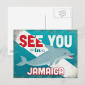 Jamaica Dolphin - Retro Vintage Travel Postkarte (Vorne/Hinten)