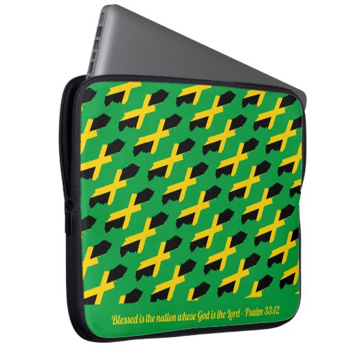 JAMAICA FLAG Anpassbare Schrift GRÜNE Laptopschutzhülle (Vorne Rechts)