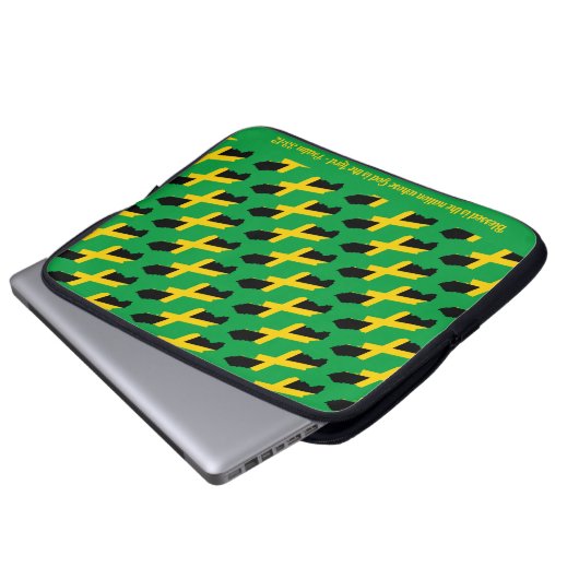 JAMAICA FLAG Anpassbare Schrift GRÜNE Laptopschutzhülle (Vorne Knopf)