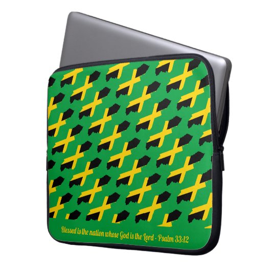 JAMAICA FLAG Anpassbare Schrift GRÜNE Laptopschutzhülle (Vorderseite Links)