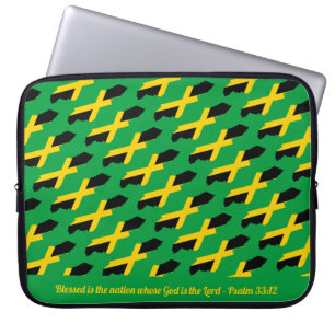 JAMAICA FLAG Anpassbare Schrift GRÜNE Laptopschutzhülle
