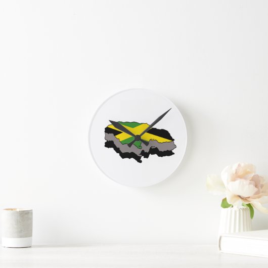 Jamaica Flag Clock Runde Wanduhr (Zuhause)