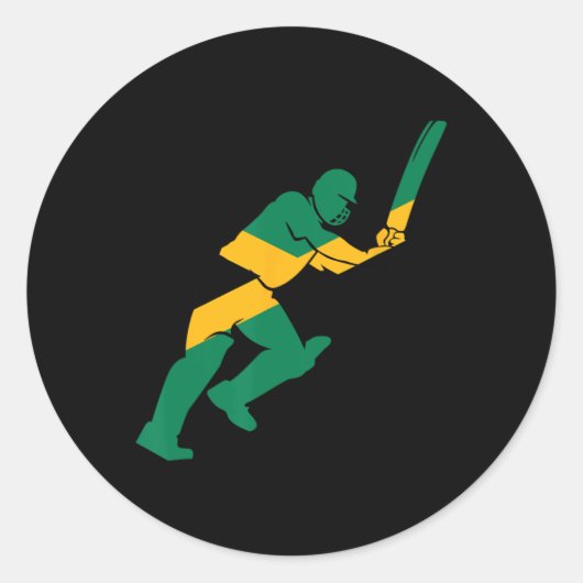 Jamaica Flag Cricket Player Silhouette  Runder Aufkleber (Vorderseite)