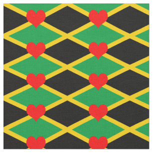 Jamaica Flag Fabric & Heart Modems /Reggae Stoff