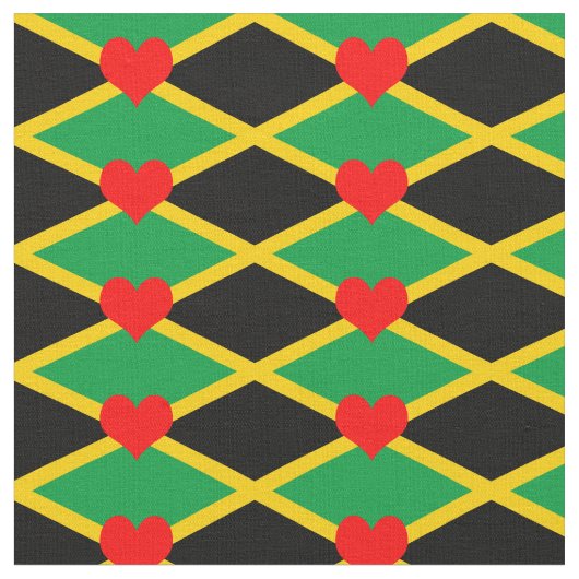 Jamaica Flag Fabric & Heart Modems /Reggae Stoff (Nahaufnahme)