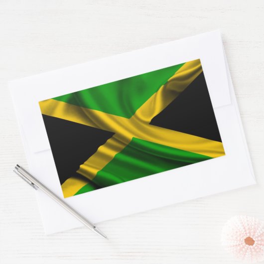 Jamaica Flag Fabric Rechteckiger Aufkleber (Umschlag)