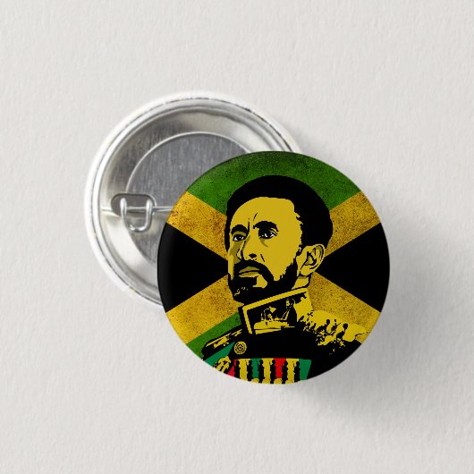Jamaica Flag - hAILE sELASSIE i - Rasta Button (Vorne & Hinten)