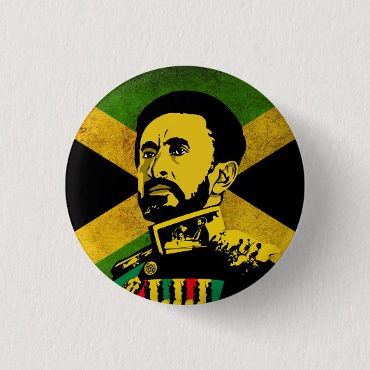 Jamaica Flag - hAILE sELASSIE i - Rasta Button (Vorderseite)