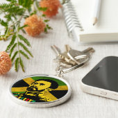 Jamaica Flag - hAILE sELASSIE i - Rasta Button Schlüsselanhänger (Seite)