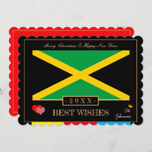 Jamaica Flag & Happy New Year/Best Wish Card Kunst Feiertagskarte