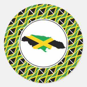 JAMAICA FLAG Jamaican Map Stilistisch Patriotic Runder Aufkleber