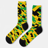 Jamaica Flag Modern Art Rasta Roots Camo Socks Socken (Linkes Detail)