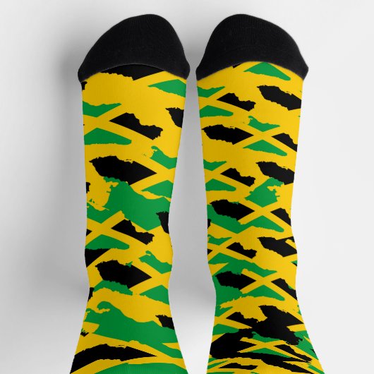 Jamaica Flag Modern Art Rasta Roots Camo Socks Socken (Oben)