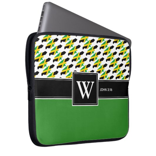 JAMAICA FLAG Monogram Christlich Scripting Noteboo Laptopschutzhülle (Vorne Rechts)