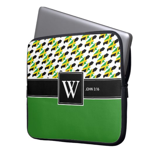 JAMAICA FLAG Monogram Christlich Scripting Noteboo Laptopschutzhülle (Vorderseite Links)