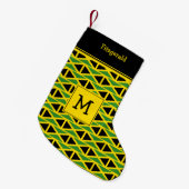 JAMAICA Flag Monogram Custom Text YELLOW Kleiner Weihnachtsstrumpf (Vorderansicht (hängend))