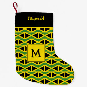 JAMAICA Flag Monogram Custom Text YELLOW Kleiner Weihnachtsstrumpf