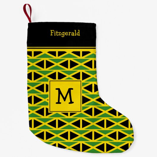 JAMAICA Flag Monogram Custom Text YELLOW Kleiner Weihnachtsstrumpf (Vorderseite)