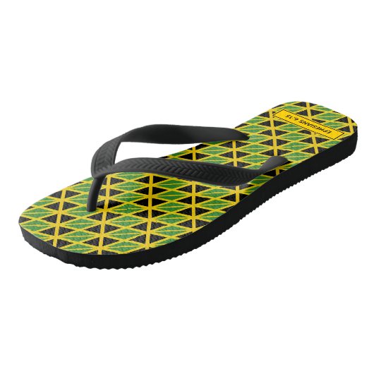 JAMAICA FLAG Patriotic Custom Scripting Carnival Badesandalen (Schrägansicht)