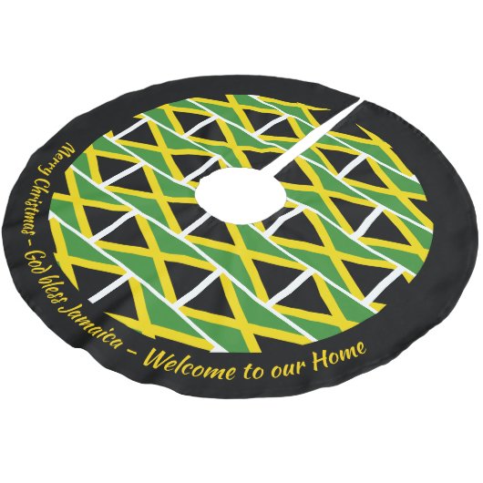 JAMAICA FLAG Patriotic Personalisieren Sie Ihren T Polyester Weihnachtsbaumdecke (Schrägansicht)