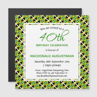 JAMAICA FLAG Personalisiert 40. Geburtstag Magneteinladung
