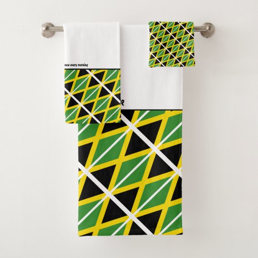JAMAICA FLAG Personalisierte Schrift WEISS Badhandtuch Set (Insitu)