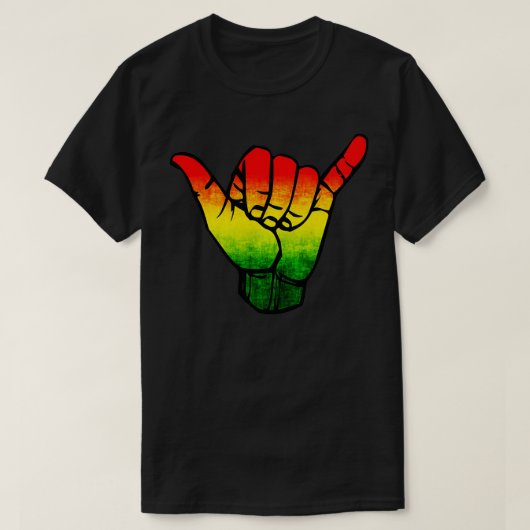Jamaica Flag Rasta Hawaii Shaka Sign ArtRetro Sha T-Shirt (Design vorne)