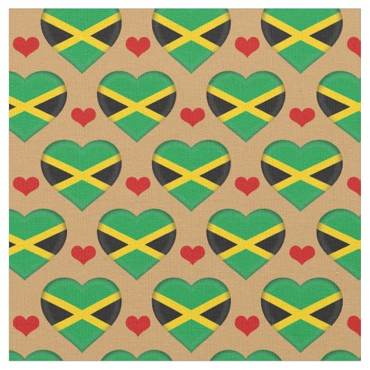 Jamaica Flag & Red Heart Modefabrik / Reggae Stoff (Nahaufnahme)